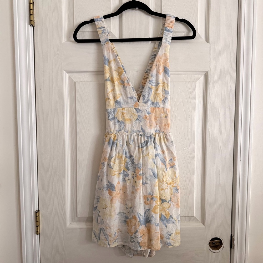 Abercrombie & Fitch Cream Floral Smocked Sundress